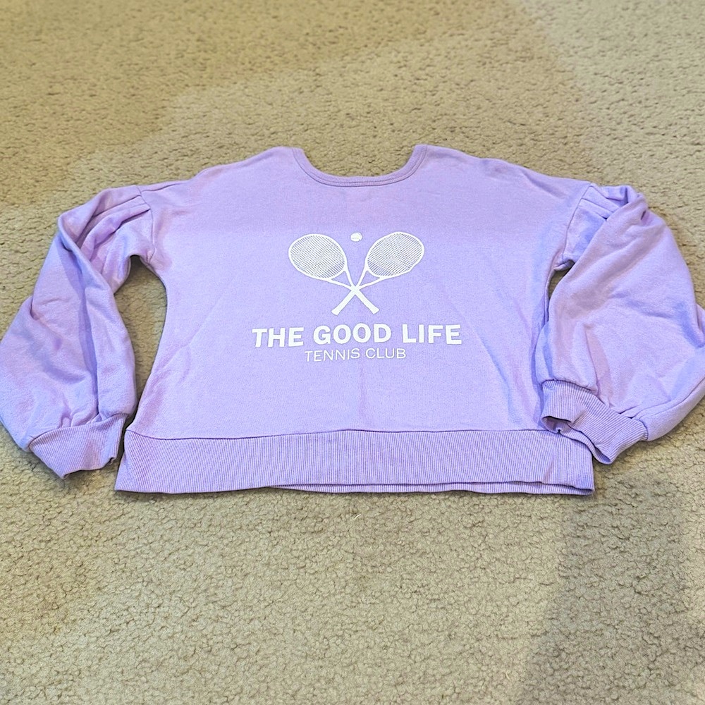 💜 Nordstrom lilac 'The Good Life Tennis Club' Sweatshirt kids L (10/12)